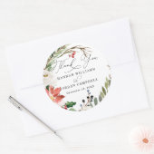 Sticker Rond Floral hivernal rustique | MERCI MARIAGE (Enveloppe)