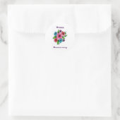 Sticker Rond Floral Joyeux Anniversaire (Sac)
