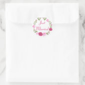 Sticker Rond Floral juste marié rose rose Mariage Faire-part (Sac)