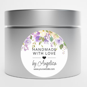 Sticker Rond Floral Lavender Lilac Petit Entreprise Amour Fait 