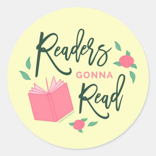 Sticker Rond Floral Lecteurs De Livres Vont Lire (Devant)