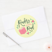 Sticker Rond Floral Lecteurs De Livres Vont Lire (Enveloppe)