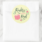 Sticker Rond Floral Lecteurs De Livres Vont Lire (Sac)