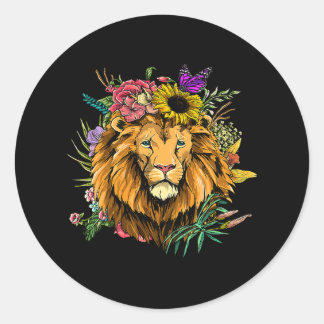 Sticker Rond Floral Lion Head Jardinage Plante botanique Fleur