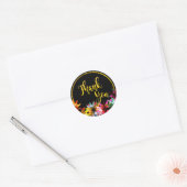Sticker Rond Floral Lotus Flower Gold Boarder Merci (Enveloppe)