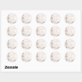 Sticker Rond Floral Lune Baby shower rose Merci (Feuille)