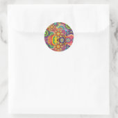 Sticker Rond Floral Mandala Collage psychédélique (Sac)