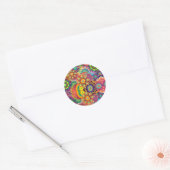 Sticker Rond Floral Mandala Collage psychédélique (Enveloppe)