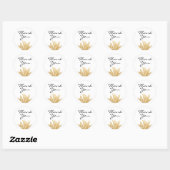 Sticker Rond Floral mariage Merci or (Feuille)