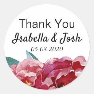 Sticker Rond Floral Marsala Peony Merci