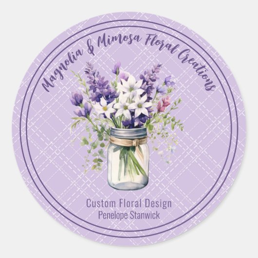 Sticker Rond Floral Mason Jar Business/Marketing/Packaging (Devant)
