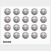 Sticker Rond Floral Mason Jar Gris rose Mariage (Feuille)