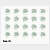 Sticker Rond Floral Merci Cactus Succulent Vert (Feuille)
