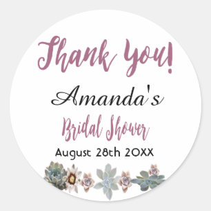 Sticker Rond Floral merci nuptiale douche rose bordeaux