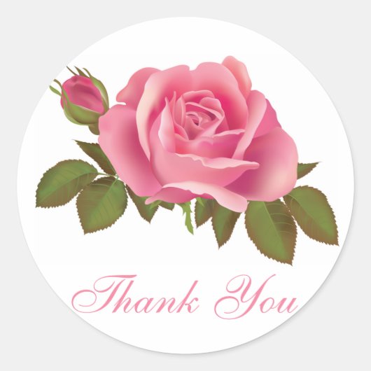 Sticker Rond Floral Merci rose Fleur (Devant)