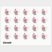 Sticker Rond Floral Merci rose Rose Roses (Feuille)