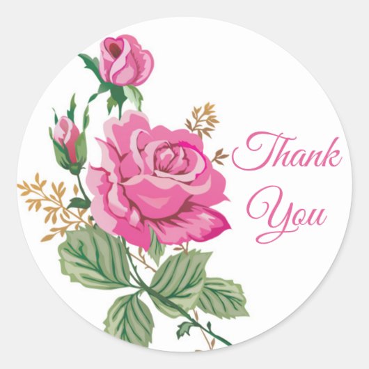 Sticker Rond Floral Merci rose Rose Roses (Devant)