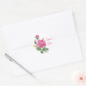 Sticker Rond Floral Merci rose Rose Roses (Enveloppe)