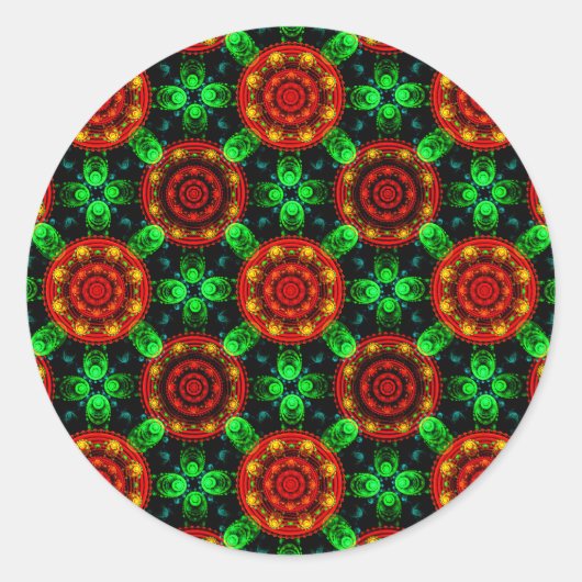 Sticker Rond Floral Modern Boho Elegant Abstract Pattern #504 (Devant)