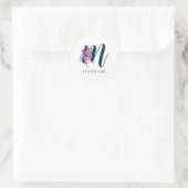 Sticker Rond Floral Monogramme M Fleur sauvage éclate (Sac)
