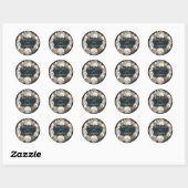 Sticker Rond Floral Navy Blush Blanc Rustique Bois Palm Folim (Feuille)