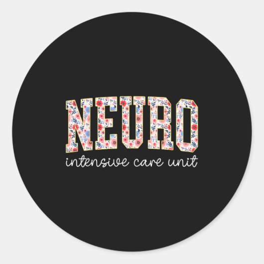 Sticker Rond Floral Neuro Icu Nurse Brain Neuroscience Icu Nurs (Devant)