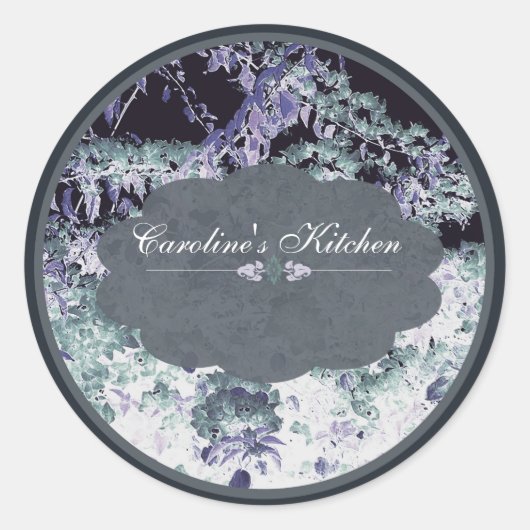 Sticker Rond floral noir (Devant)