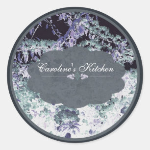 Sticker Rond floral noir