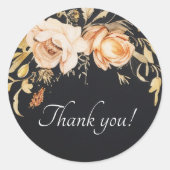 Sticker Rond Floral noir Mariage moderne (Devant)