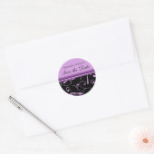Sticker Rond Floral noir & violet Enregistrer la date Enveloppe (Enveloppe)