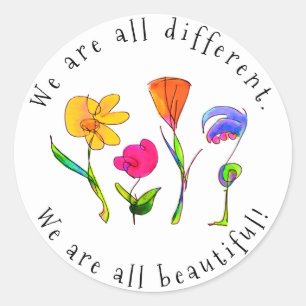 Sticker Rond Floral nous sommes tous diversité différente et