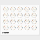Sticker Rond Floral Pale Peach Blush Croix Bleue Baptême (Feuille)