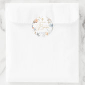 Sticker Rond Floral Pale Peach Blush Croix Bleue Baptême (Sac)