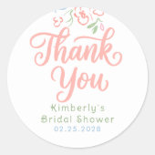 Sticker Rond Floral Pastel Whimsical Bridal Shower Thank You  (Devant)