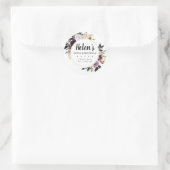 Sticker Rond Floral pourpre et rose 80e anniversaire Merci (Sac)