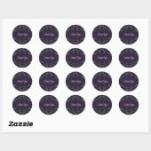 Sticker Rond Floral pourpre foncé élégant mariage gothique (Feuille)