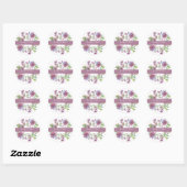 Sticker Rond Floral pourpre mariage (Feuille)
