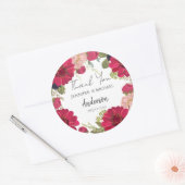 Sticker Rond Floral Red Green Wedding Thank You (Enveloppe)