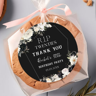 Sticker Rond Floral RIP Années 30e anniversaire