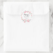 Sticker Rond Floral rose 90e anniversaire Merci (Sac)
