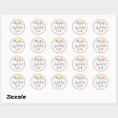 Sticker Rond Floral rose anniversaire fille bébé et fête des en (Feuille)