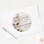 Sticker Rond Floral rose blanc | Faveur de mariage (Enveloppe)