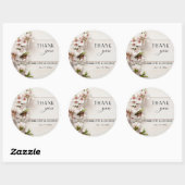 Sticker Rond Floral rose blanc | Faveur de mariage (Feuille)