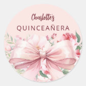 Sticker Rond Floral rose bow Quinceanera (Devant)