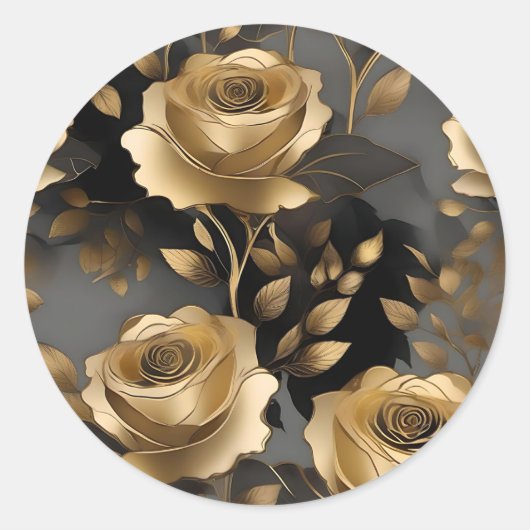 Sticker Rond Floral Rose d'or (Devant)