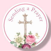 Sticker Rond Floral rose envoyant une prière religieuse