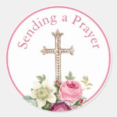 Sticker Rond Floral rose envoyant une prière religieuse (Devant)
