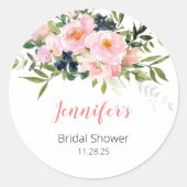 Sticker Rond Floral rose et bleu (Devant)