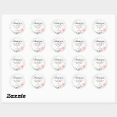 Sticker Rond Floral rose fille Christening Baptême Merci (Feuille)
