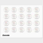 Sticker Rond Floral rose fille Christening Merci (Feuille)